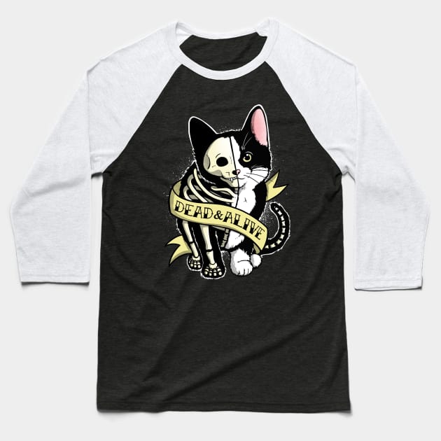 Schrodinger cat tattoo Baseball T-Shirt by NemiMakeit